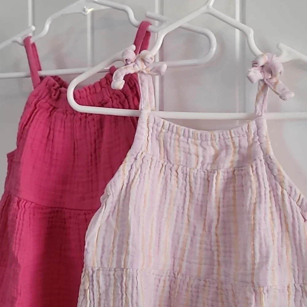 Pink and Striped Tiered Dresses